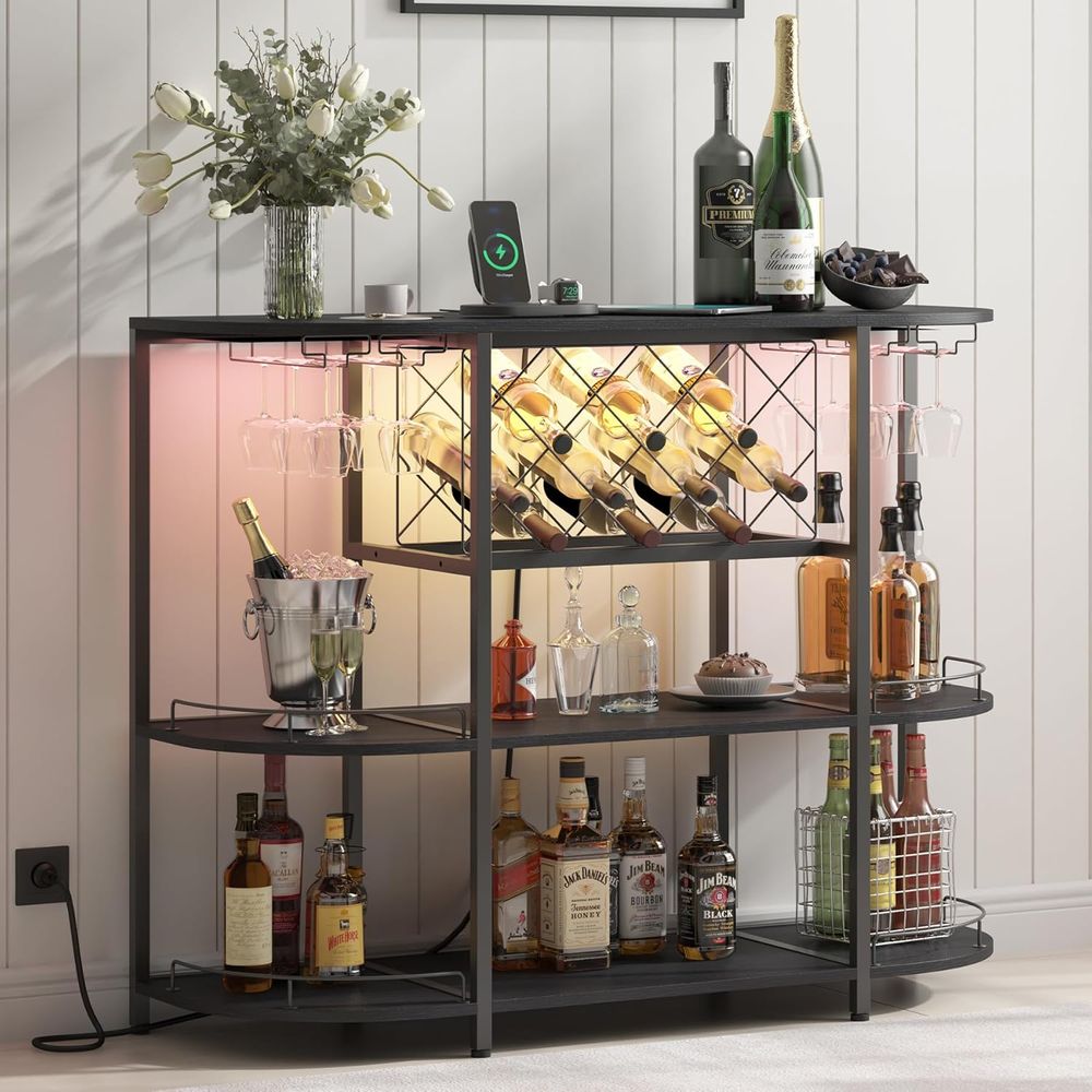 Wine & Beer Shop - Table basse noire à 3 niveaux
