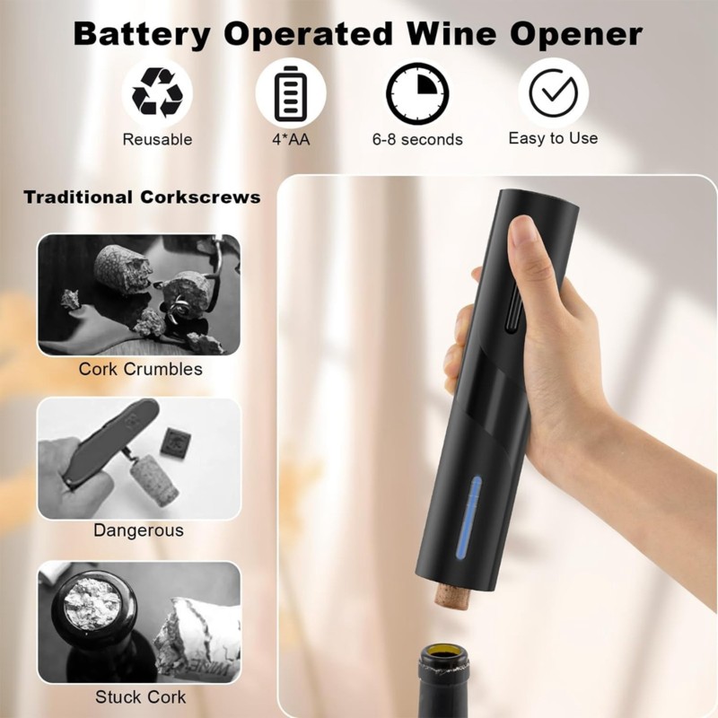Wine Opener Electric - [NOUVEAU!N92R】 Ouvre-bouteille automatique portable - Ouvre-vin