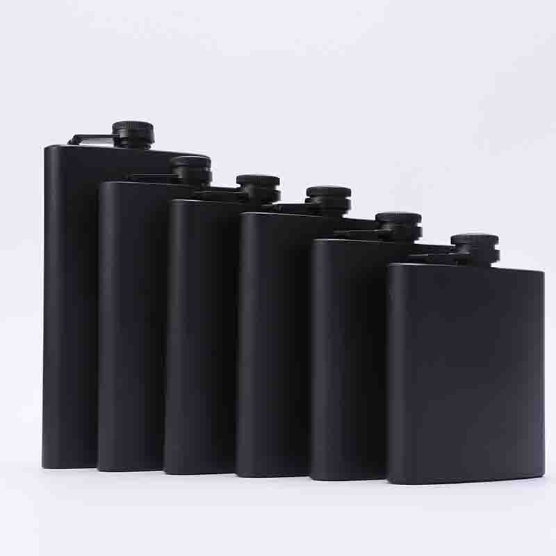 Wine Beer And Spirits - 6/7/8/9/10/12oz Portable 304 SS Flagon noir