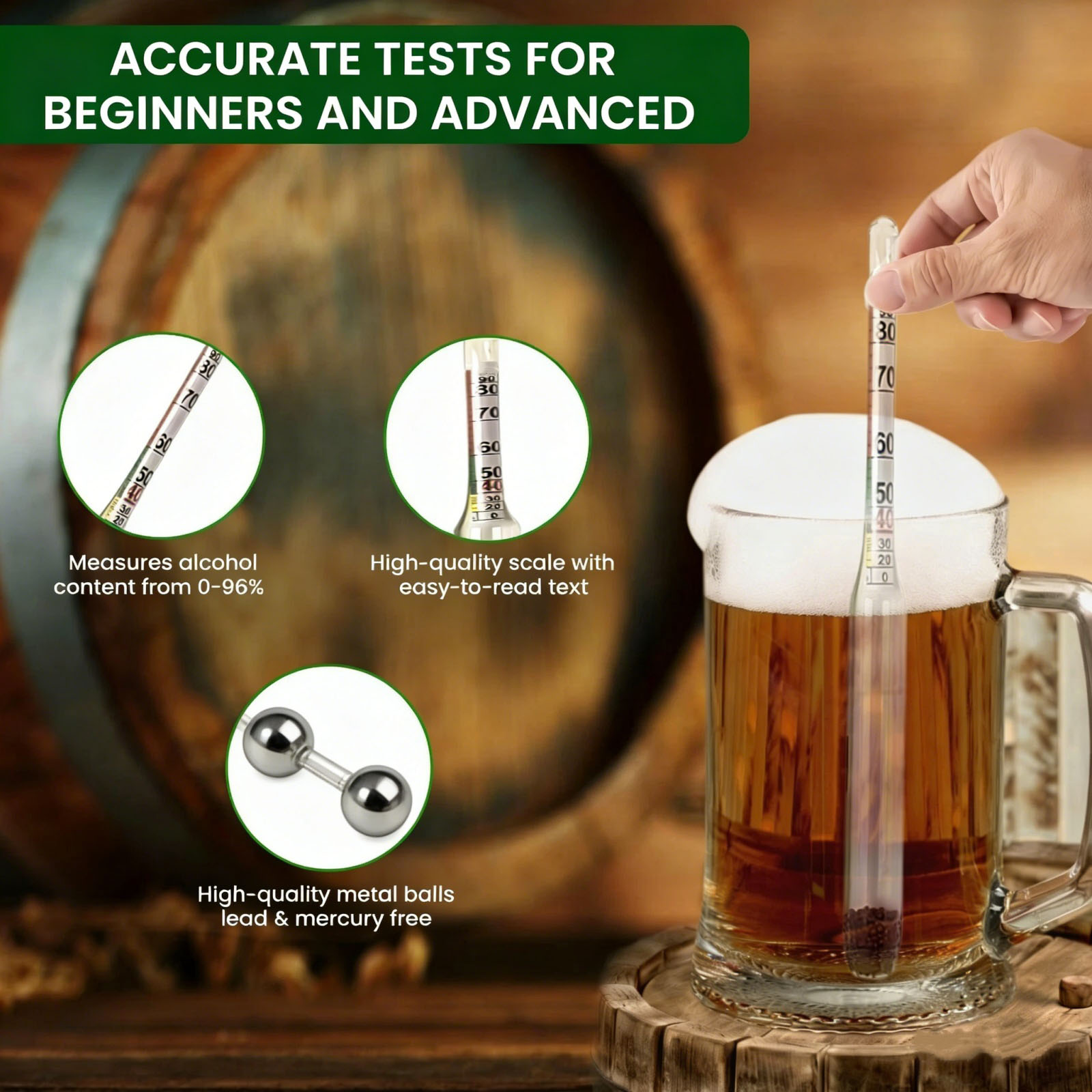 Alcoolomètre en verre 0-96% po - Wine Beer And Mead avis et prix