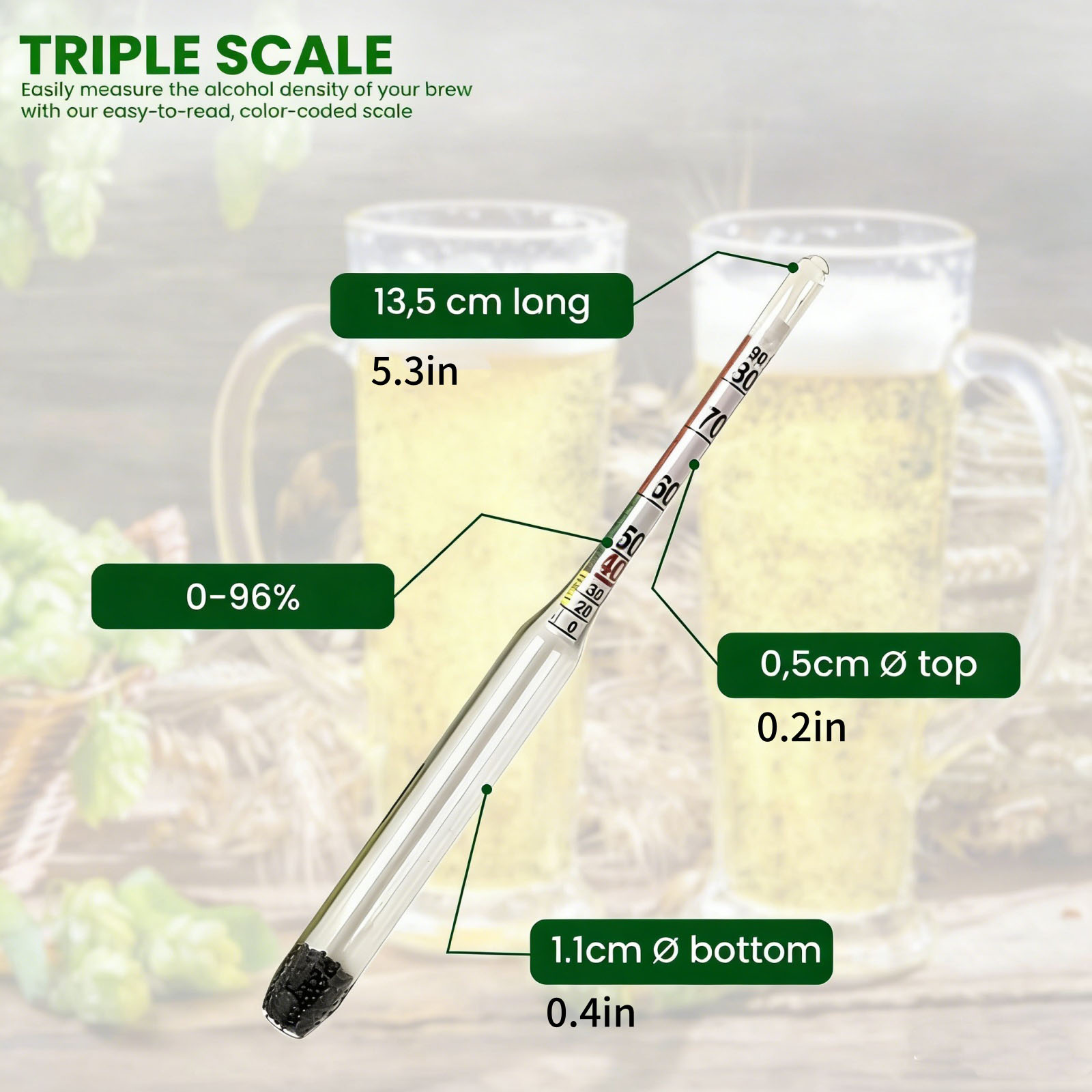 Alcoolomètre en verre 0-96% po - Wine Beer And Mead avis et prix